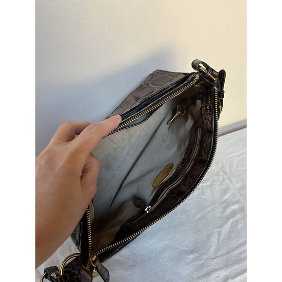 Brahmin Y2K Brown Croc Embossed Leather Shoulder Bag 25th Anniversary Edition - Picture 7 of 13